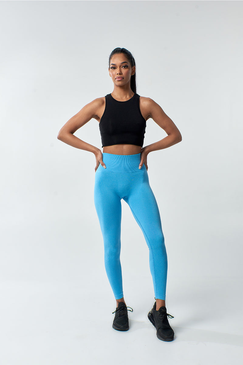 Performance Leggings Sky Blue  Women's Seamless Gym Leggings – Amber  Athletica